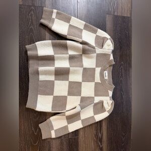 Checkered Brown and Cream Sweater